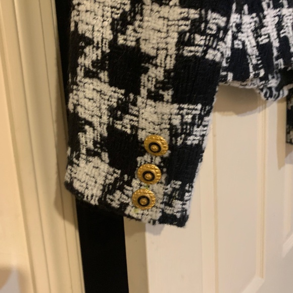 Amanda Smith Black/White Double Breasted Lined Short Blazer sz 10 - Picture 4 of 6